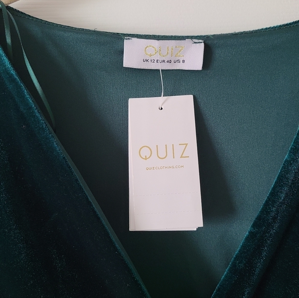 NWT Quiz Velvet Ruched Wrap Midi - Picture 4 of 5